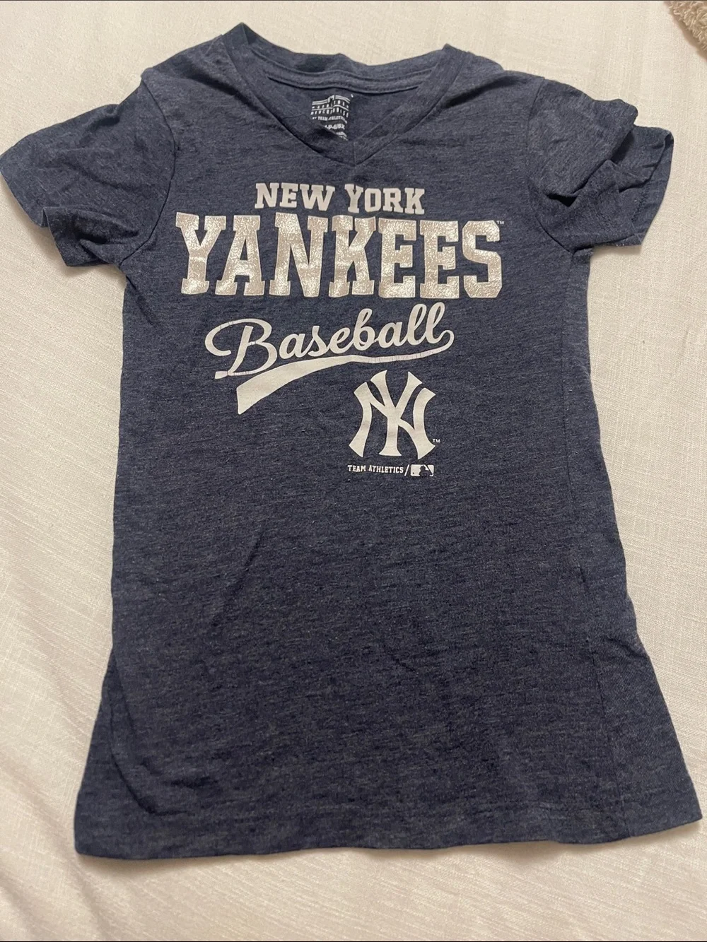 MLB New York Yankees Navy Short Sleeve Tee with White Print